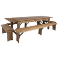 9' x 40'' Antique Rustic Folding Farm Table and Four Bench Set A23934
