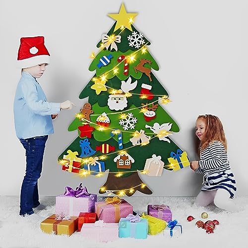 Felt Christmas Tree with 32 Ornaments and LED Lights E77941
