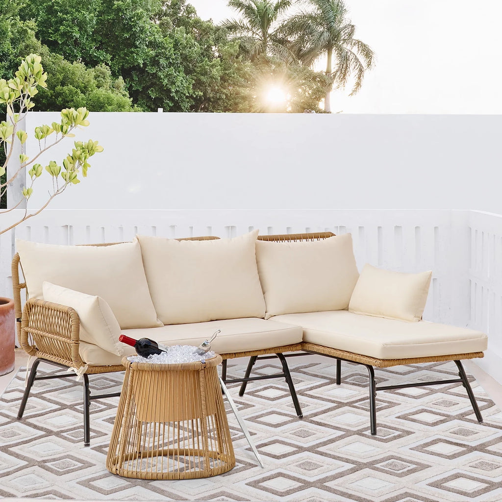 Beige Wicker Outdoor Sectional Sofa G1410