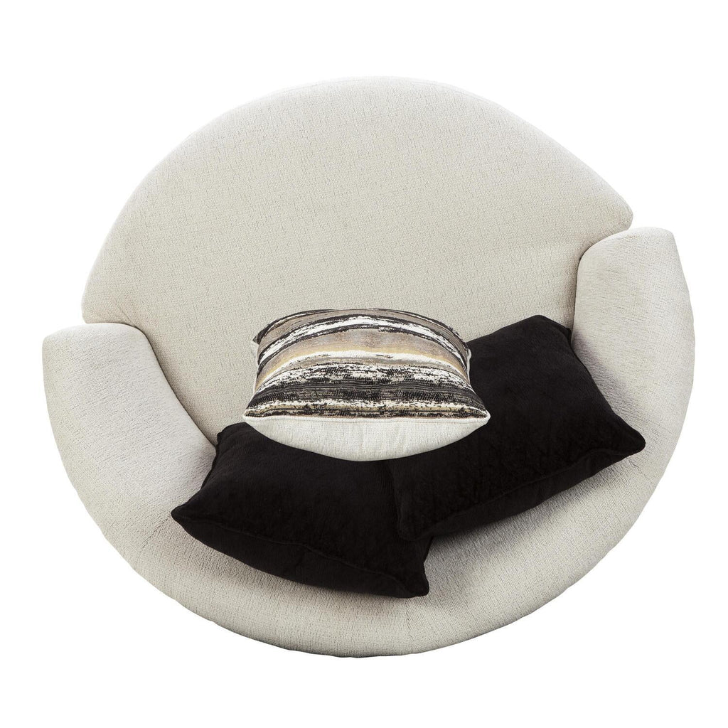 Off White Fabric Upholstered Oversized Swivel Chair A284534