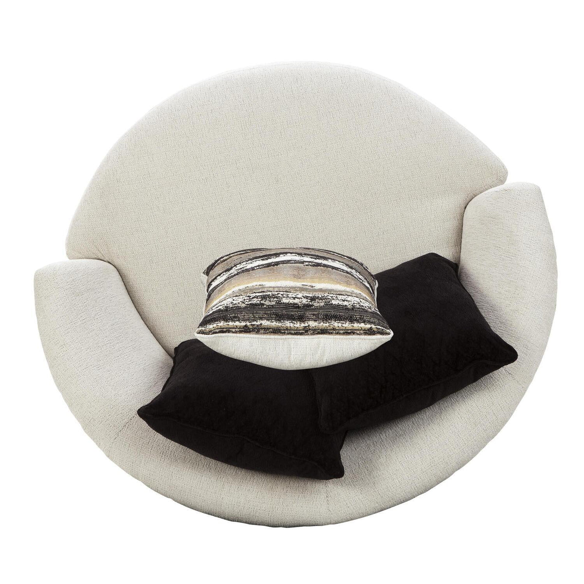 Off White Fabric Upholstered Oversized Swivel Chair A284534