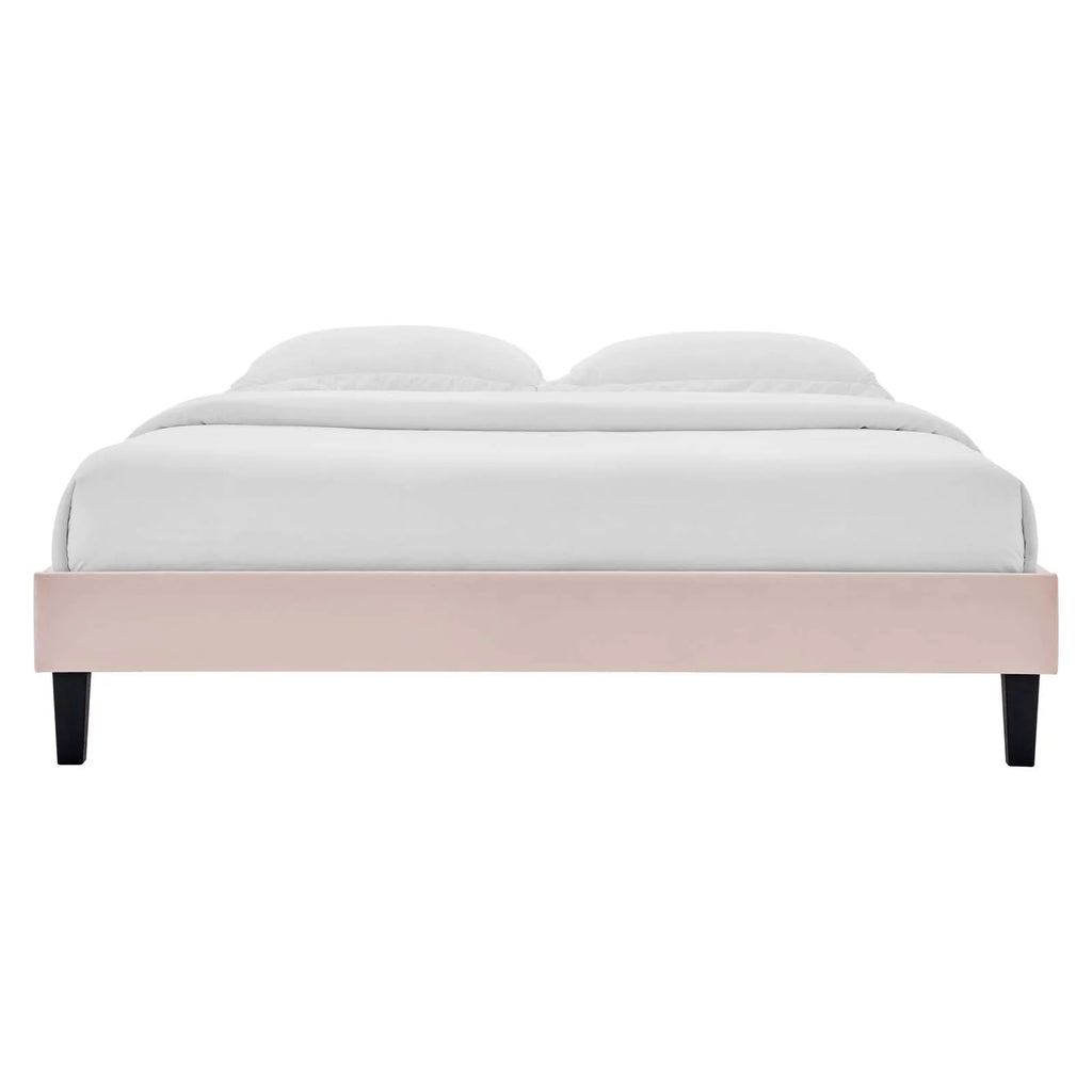 Queen Size Velvet Platform Bed Frame Q6092