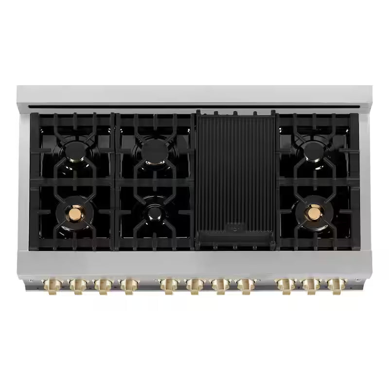 48 in. 7 Burner Double Oven Dual Fuel Range in Stainless Steel Q18897