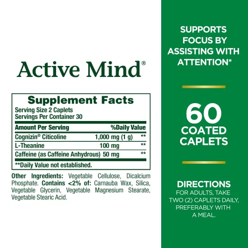 1000 mg Cognizin with L-Theanine and Caffeine Caplets R421349