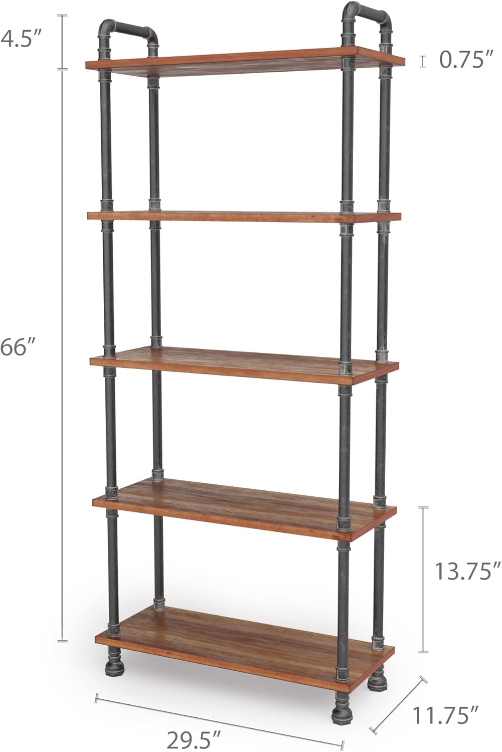 5-Tier Pine and Metal Etagere Bookcase M4395