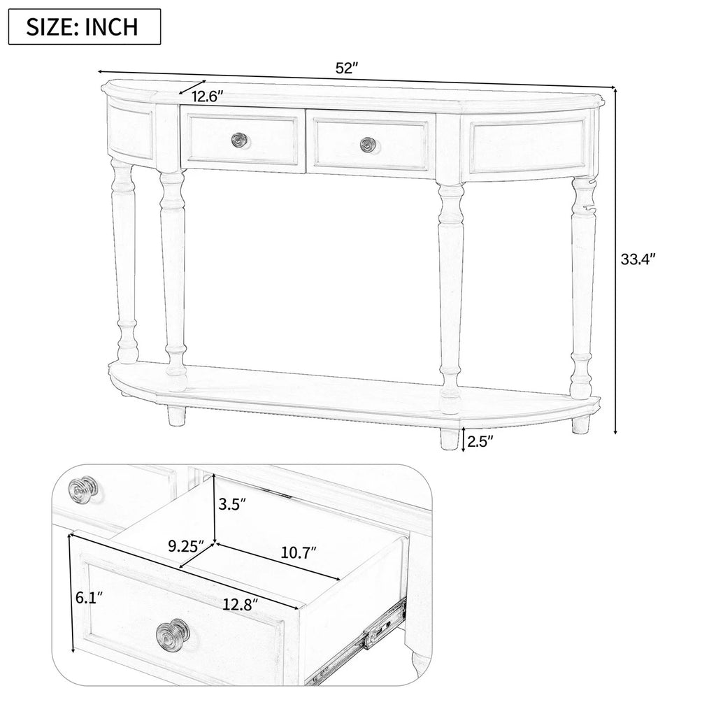 Circular Curved Console Table with Two Drawers E559404