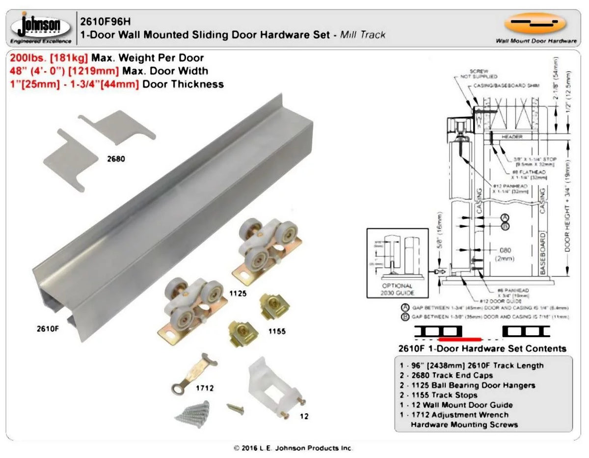 96" Wall Mount Fascia Track M495