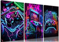 Gaming Room Wall Art Set of 3 16x24in Unframed A2640
