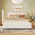 Beige Velvet Queen Upholstered Platform Bed Frame with 4 Storage Drawers R3633