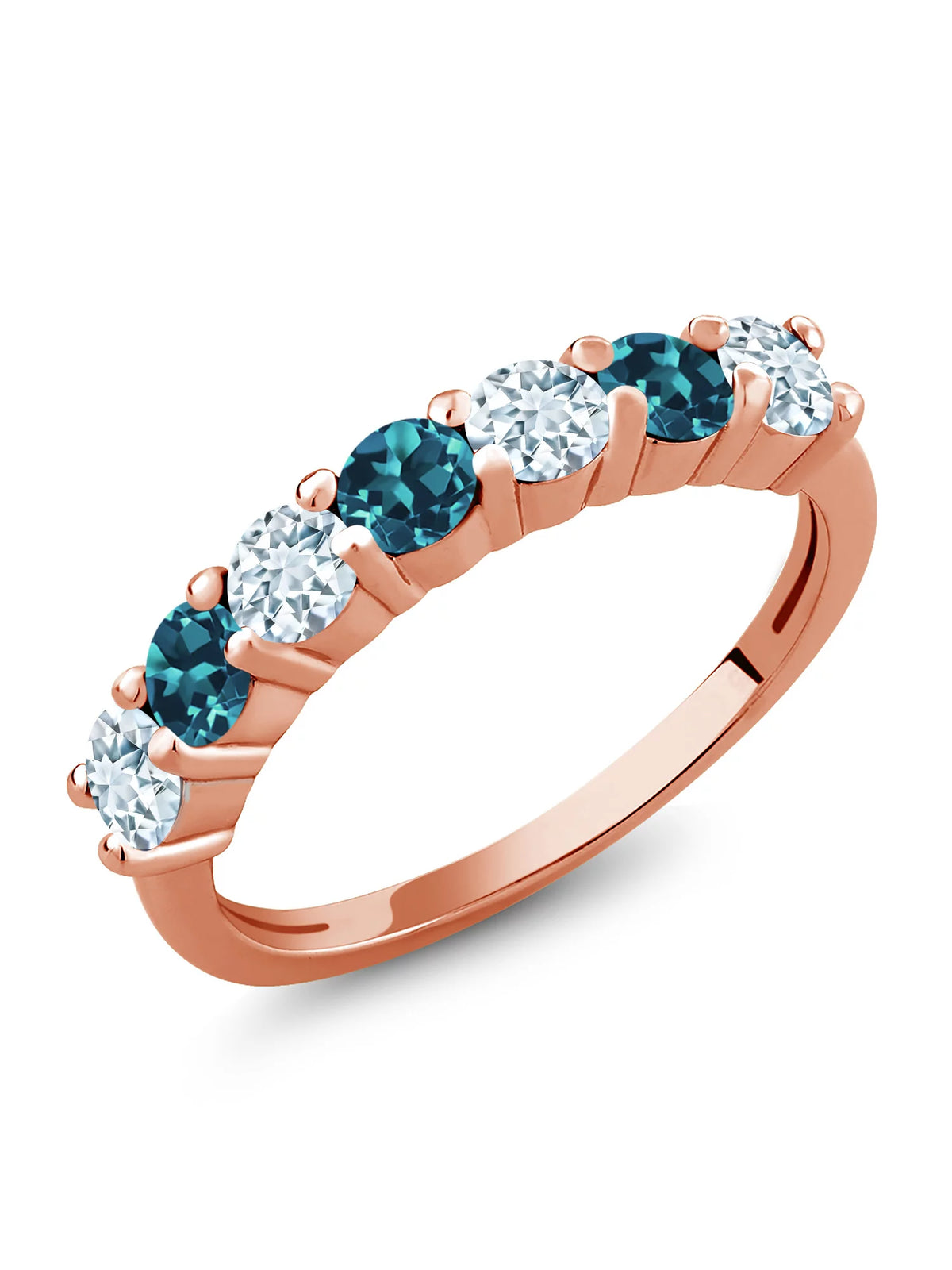 18K Rose Gold Plated Silver Sky Blue Aquamarine London Blue Topaz Ring K9371