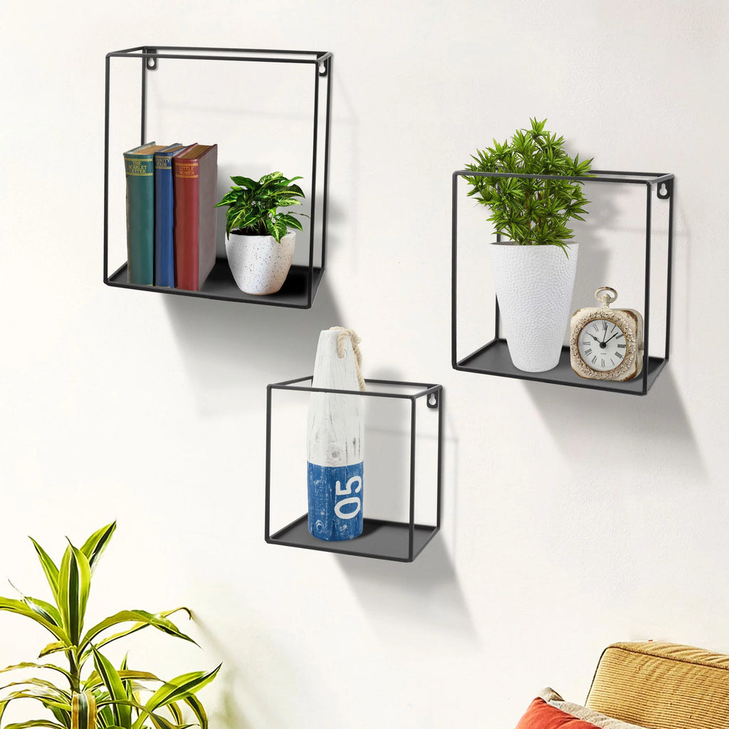 Wire Cube Shelf Set of 3 Shelves Black V156318