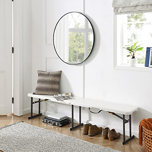 6 Foot Fold-in-Half Bench with Steel Frame, White F29954