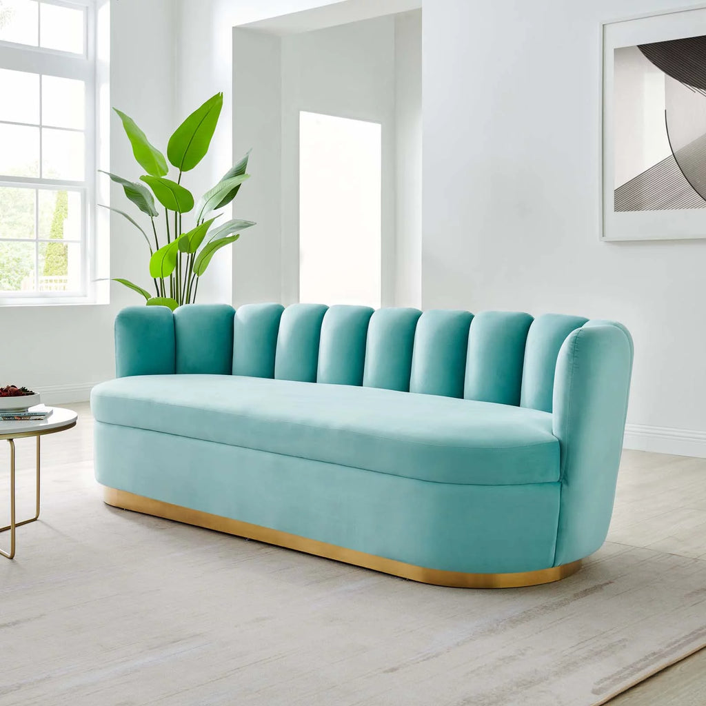 Blue Velvet Tufted Sofa H76563
