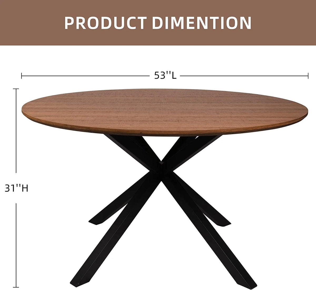 Mid-Century Modern Round Dining Table for 4-6 D406
