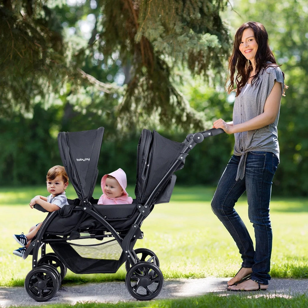 Double Foldable Lightweight Black Stroller M221