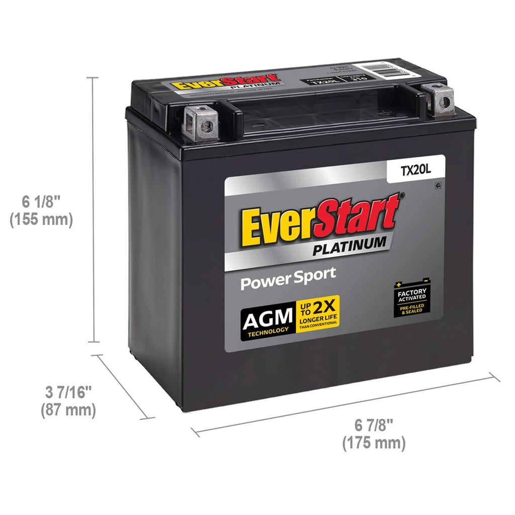 AGM Power Sport Battery Group Size TX20L 12 Volt 310 CCA X33786