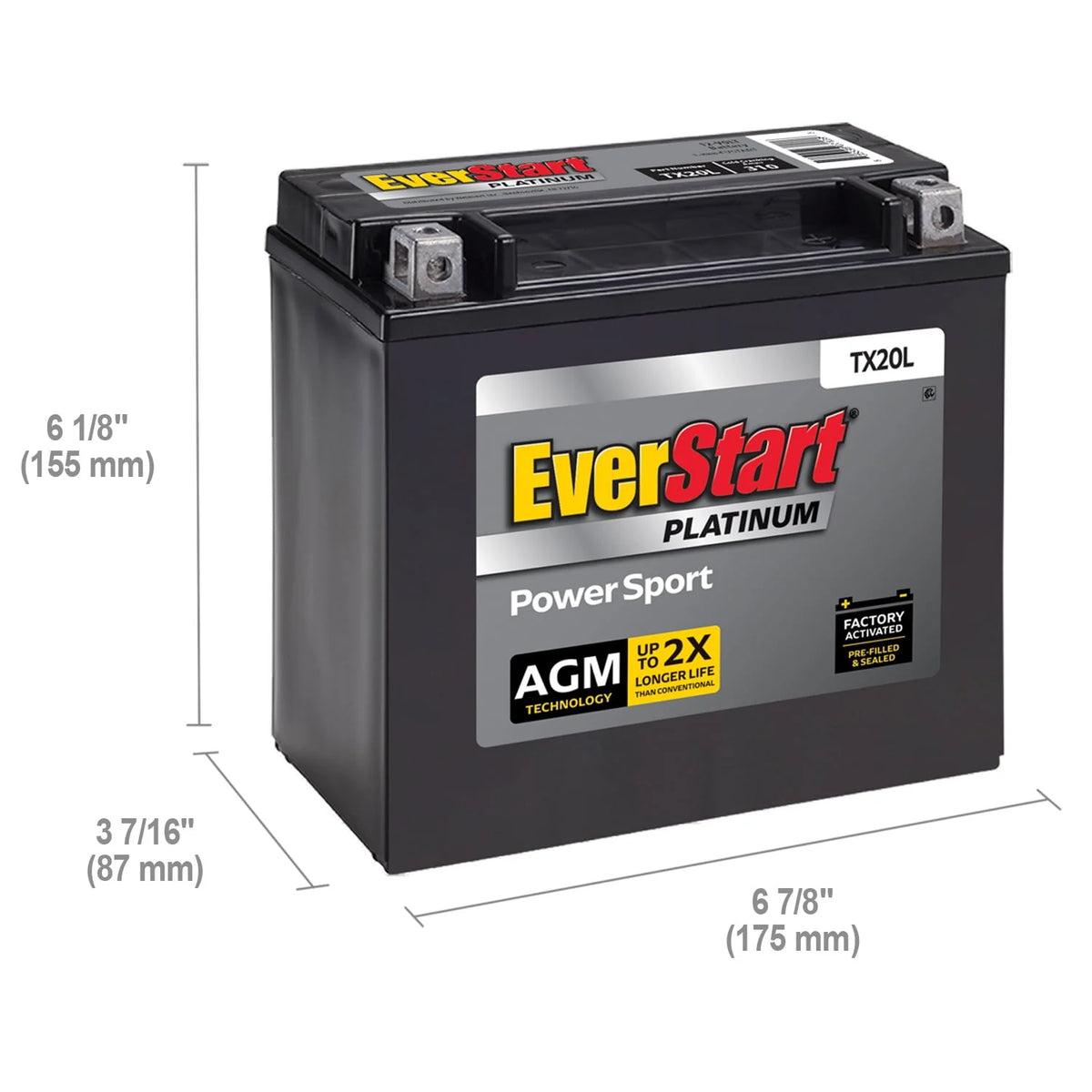AGM Power Sport Battery Group Size TX20L 12 Volt 310 CCA X33786