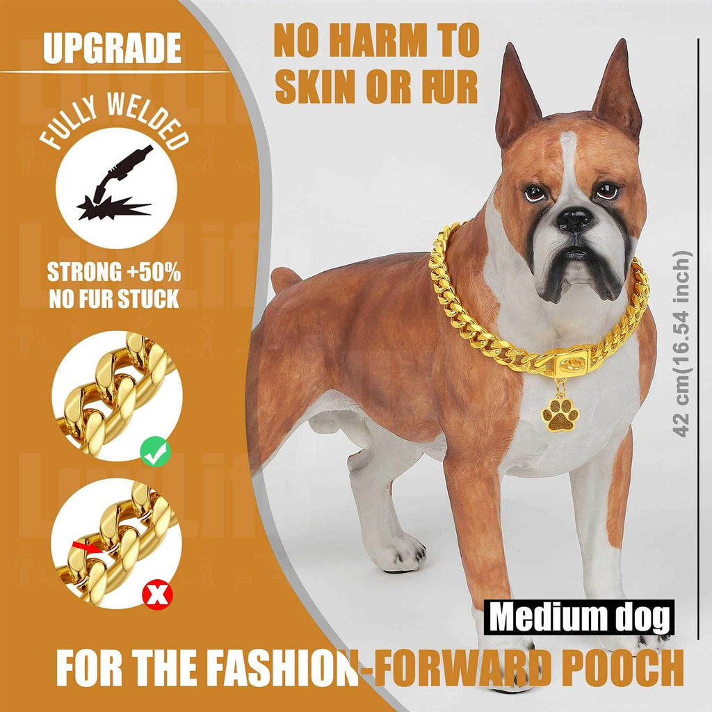 Gold Cuban Link Dog Collar D7320