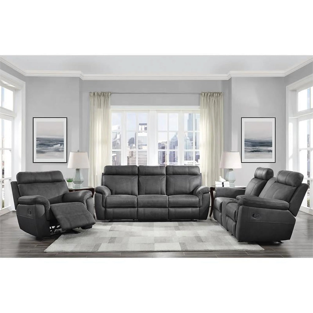 Microfiber Double Reclining Sofa with Cup Holders in Gray H934393