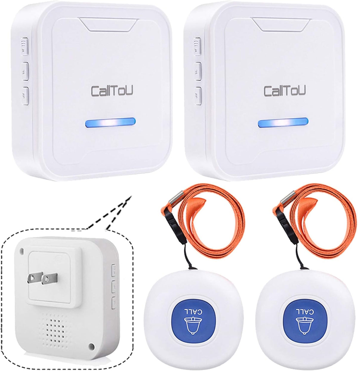 Wireless Caregiver Pager System 3 Receivers 2 Waterproof Buttons D37018