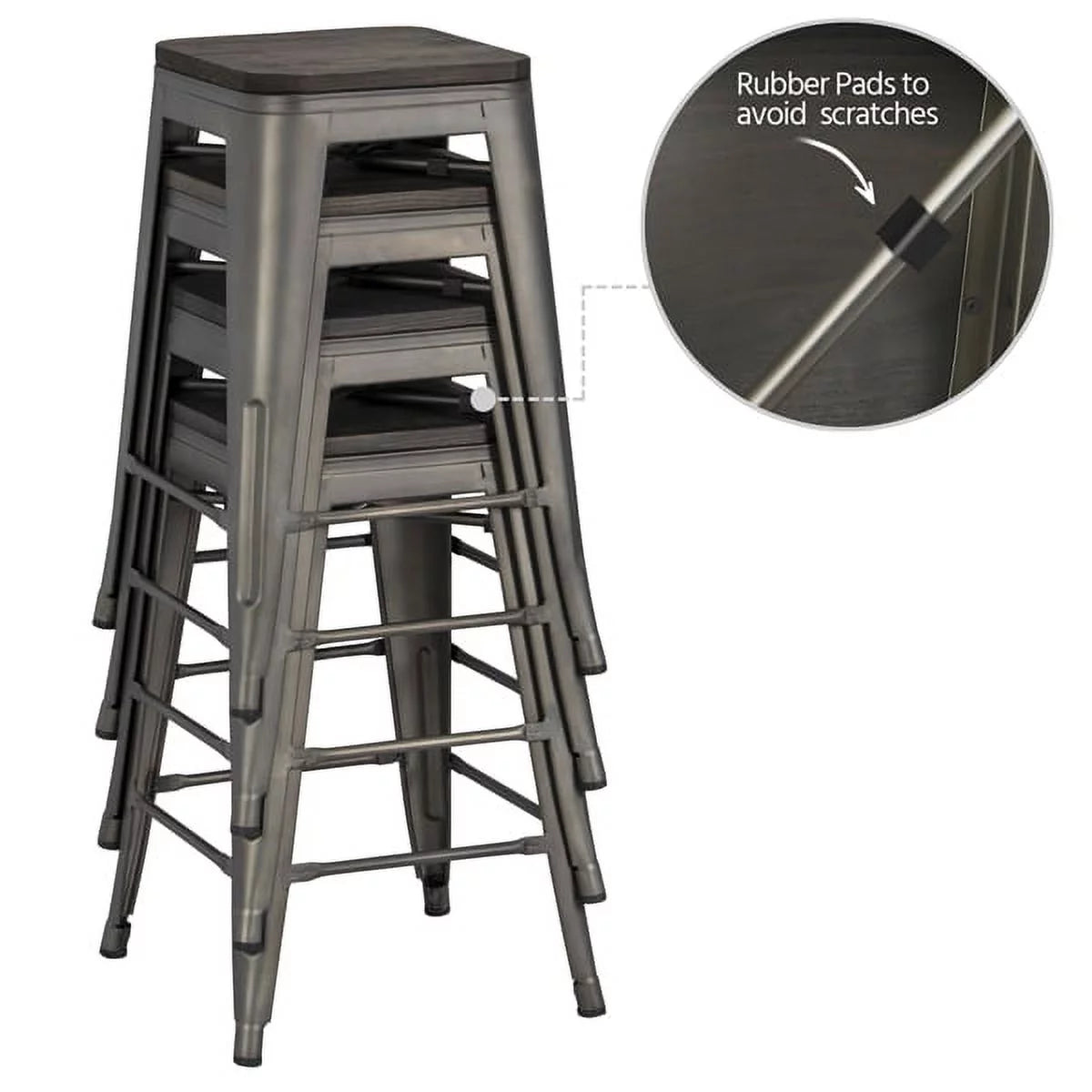 24" Counter Bar Stool with Wooden Seat N6125