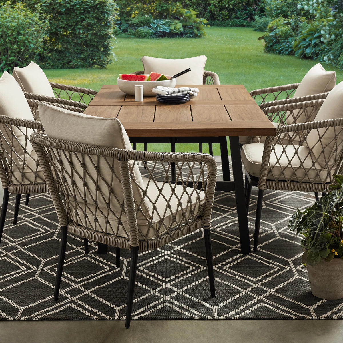Wicker Outdoor Stacking Chair with Cushions Set of 2 E70872