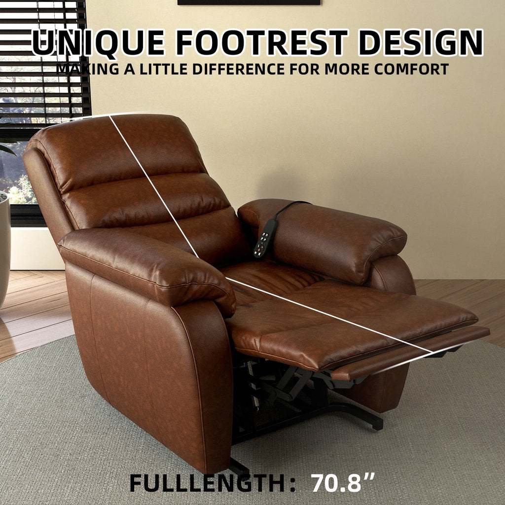 Brown PU Power Lift Recliner with Massage and Heat J6420