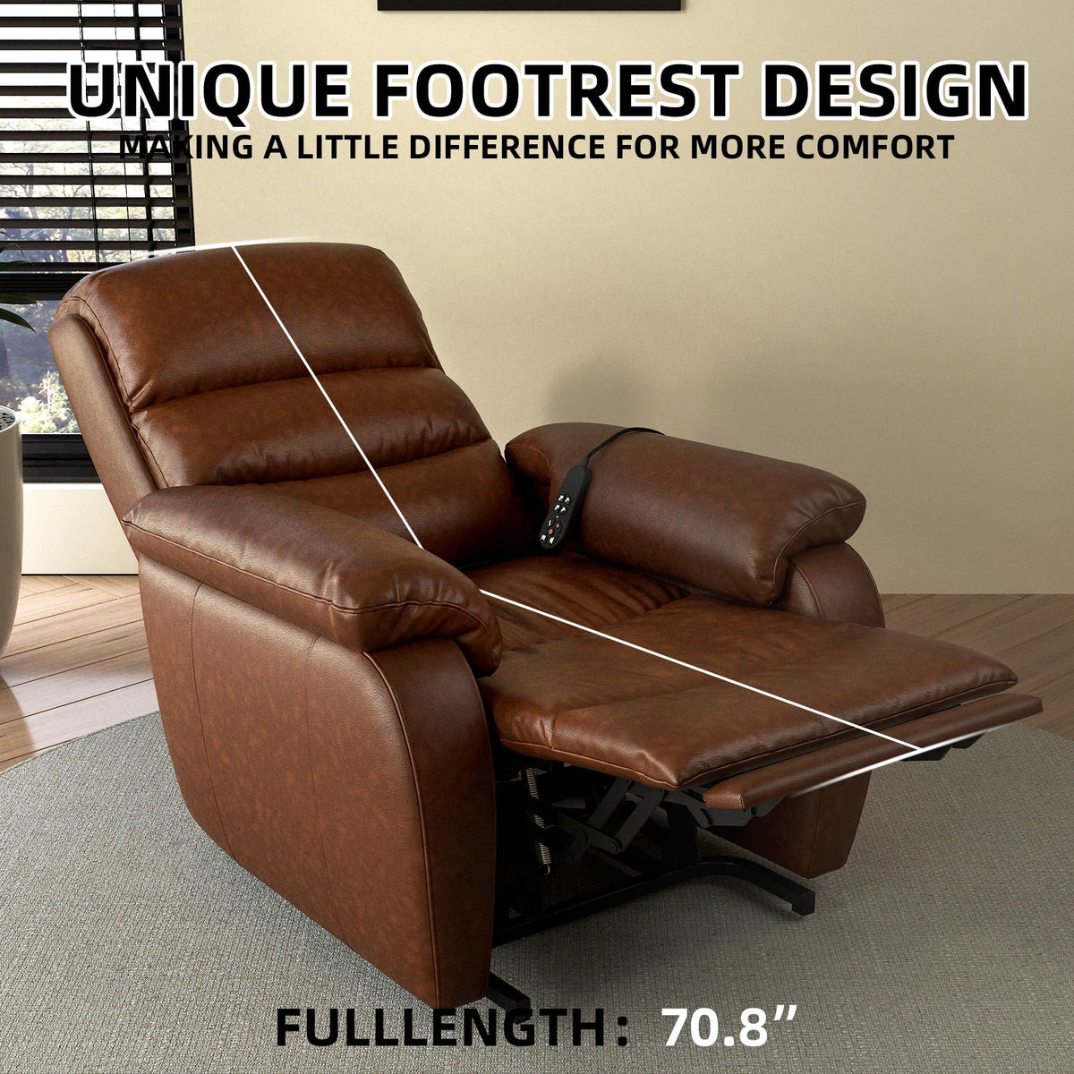 Brown PU Power Lift Recliner with Massage and Heat J6420