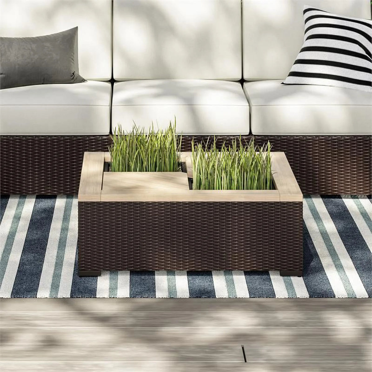 Brown Rattan Outdoor Coffee Table P5606