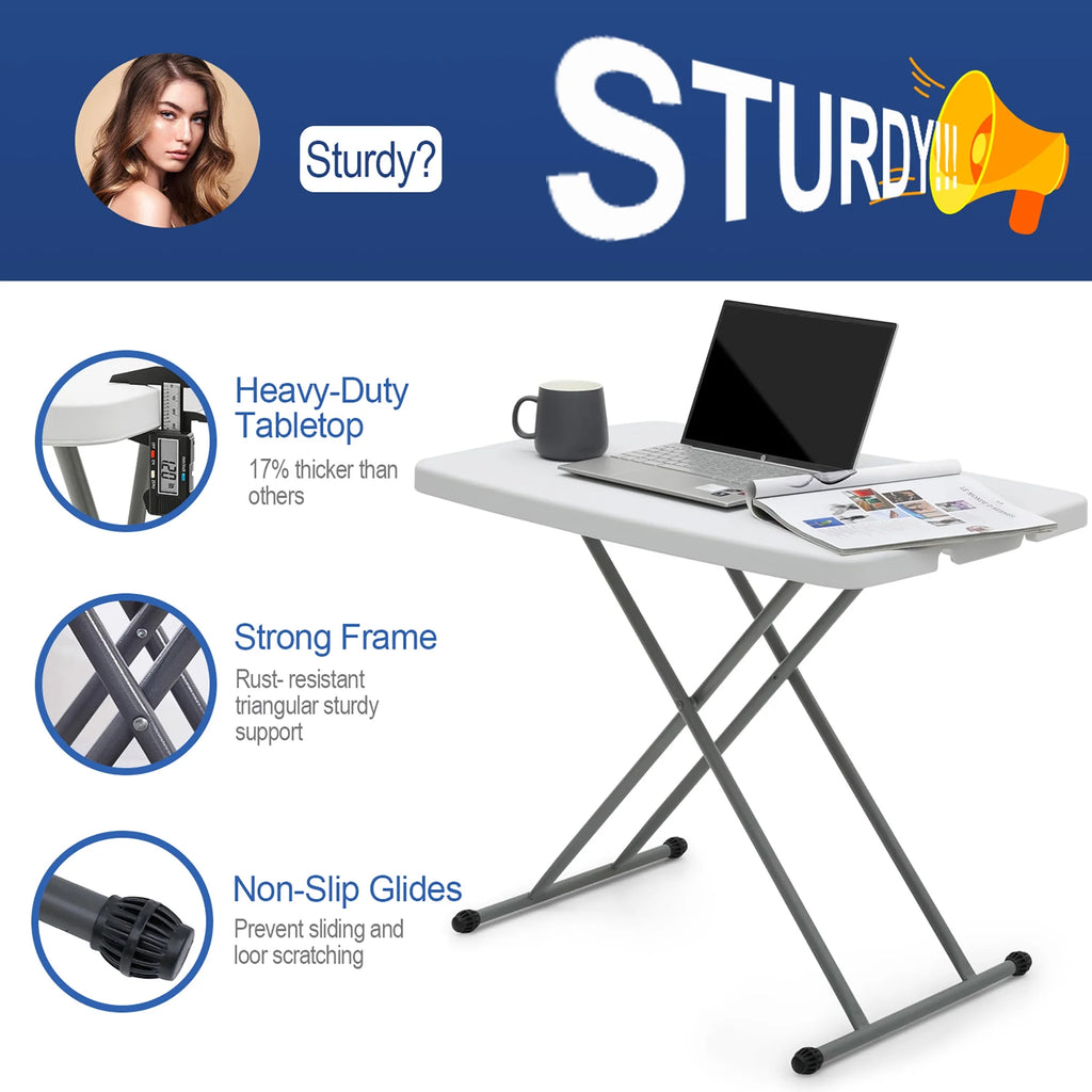 Adjustable Folding Table White W234803