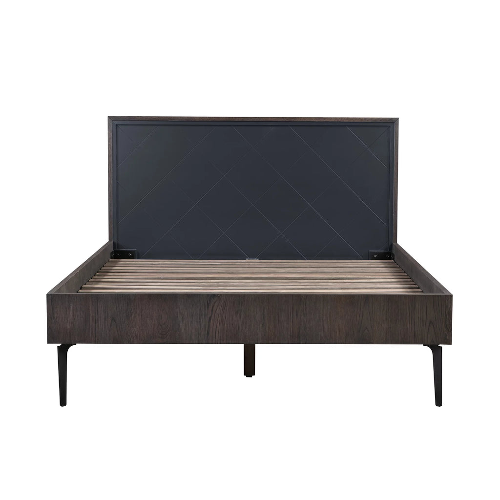 Oak Wood Metal Queen Platform Bed Frame A211412