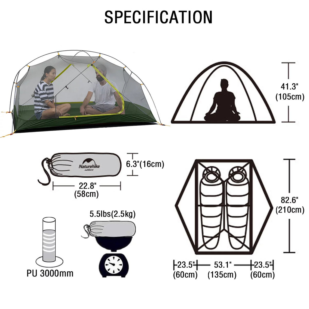 Backpacking Camping Tent 2 Person Lightweight Waterproof D827034