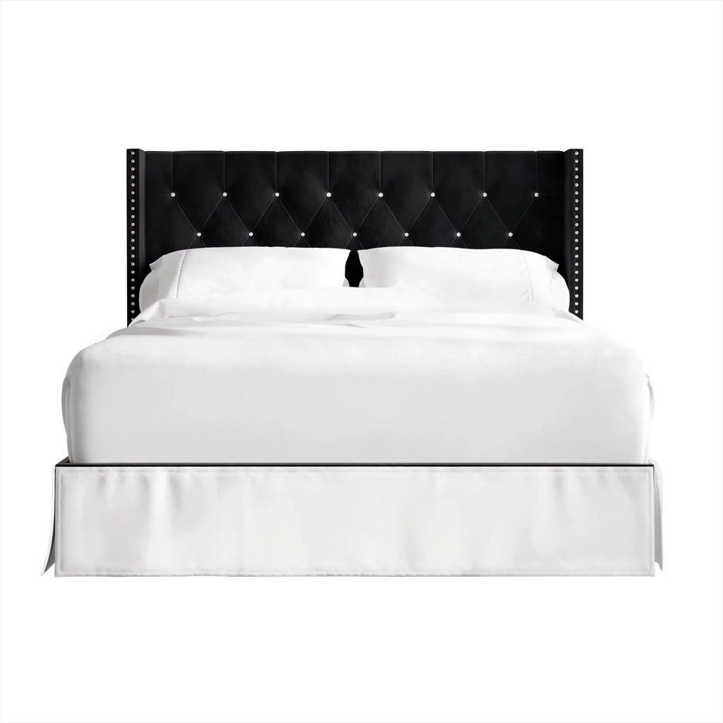 Black Velvet Upholstered Bed A713