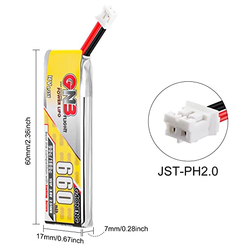 660mAh 1S LiPo Battery 4PCS 3.8V 90C JST-PH2.0 Micro FPV Racing Drone X413437