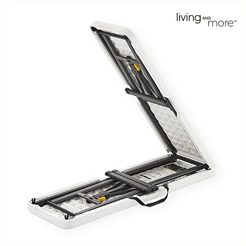 6 Foot Fold-in-Half Bench with Steel Frame, White F29954