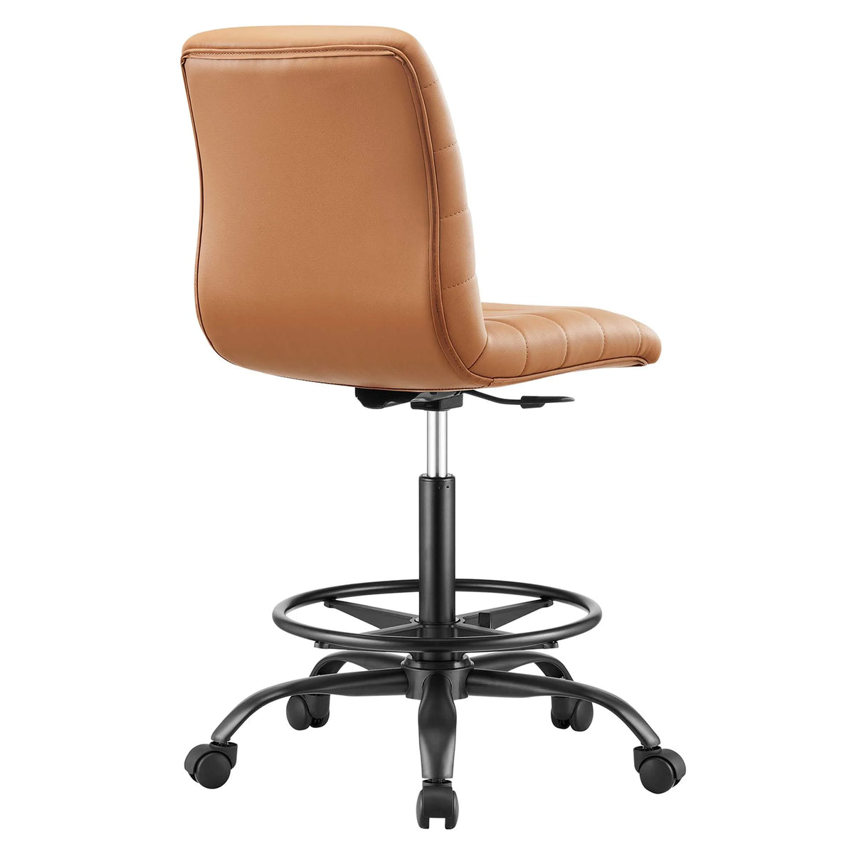 Black Tan Vegan Leather Drafting Chair J74286