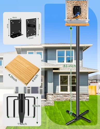 109 Inch Metal Bird Feeder Pole with 5-Prong Base O63666