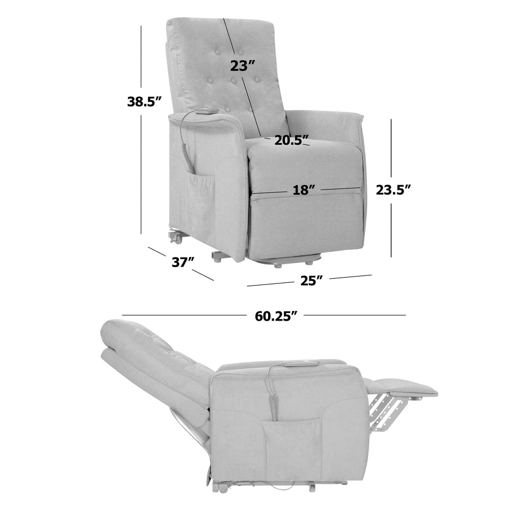 Blue Velour Power Recline and Lift Chair F520228