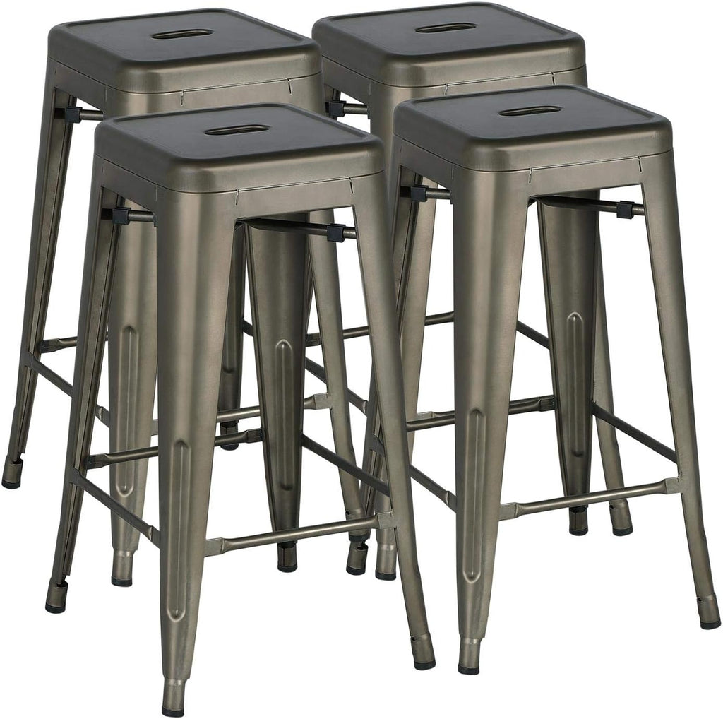 White 30inch Metal Barstools Set of 4 H98689