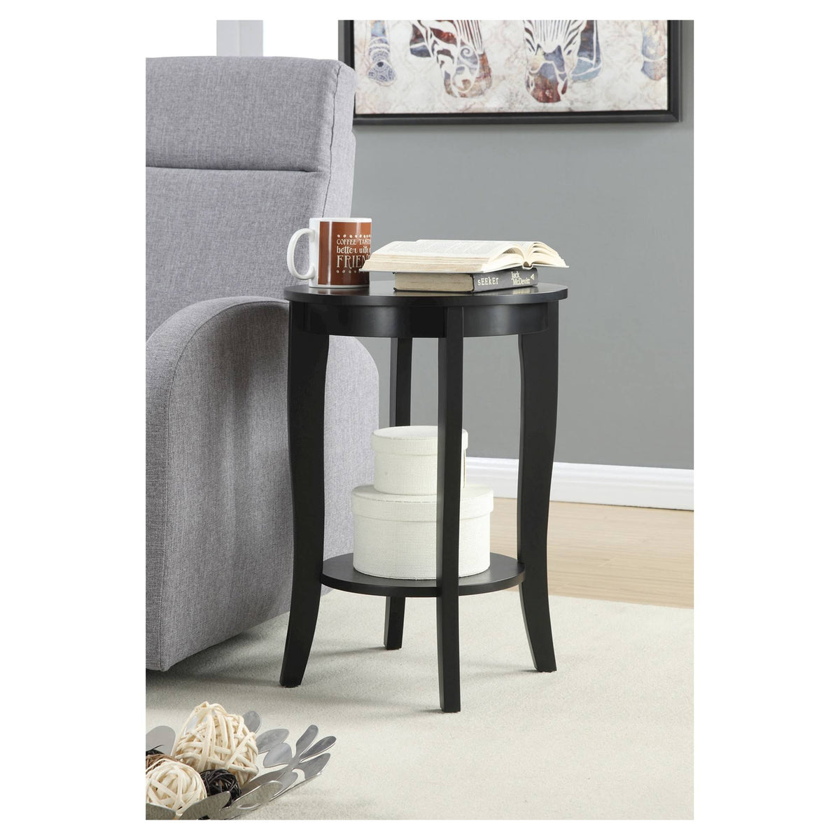 Black Round End Table J39431