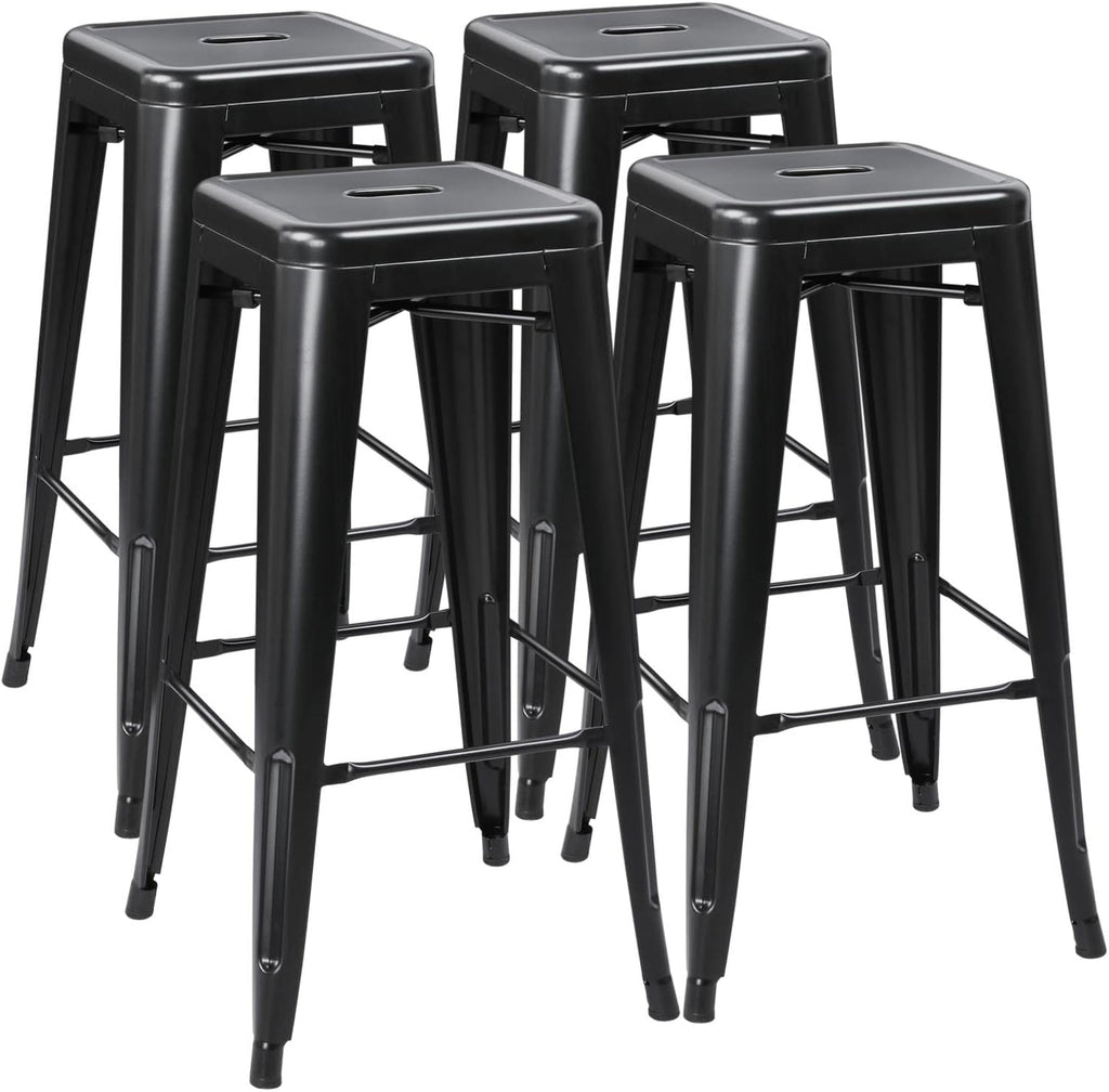White 30inch Metal Barstools Set of 4 H98689