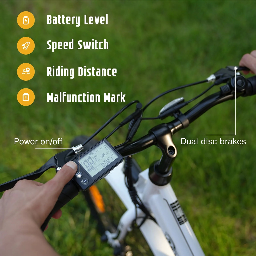 Electric Bike 26 500W Motor Mountain Bike 36V Removable Battery White N605