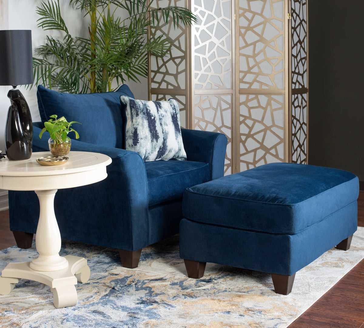 Navy Blue 4-Piece Fabric Sofa Set N277022
