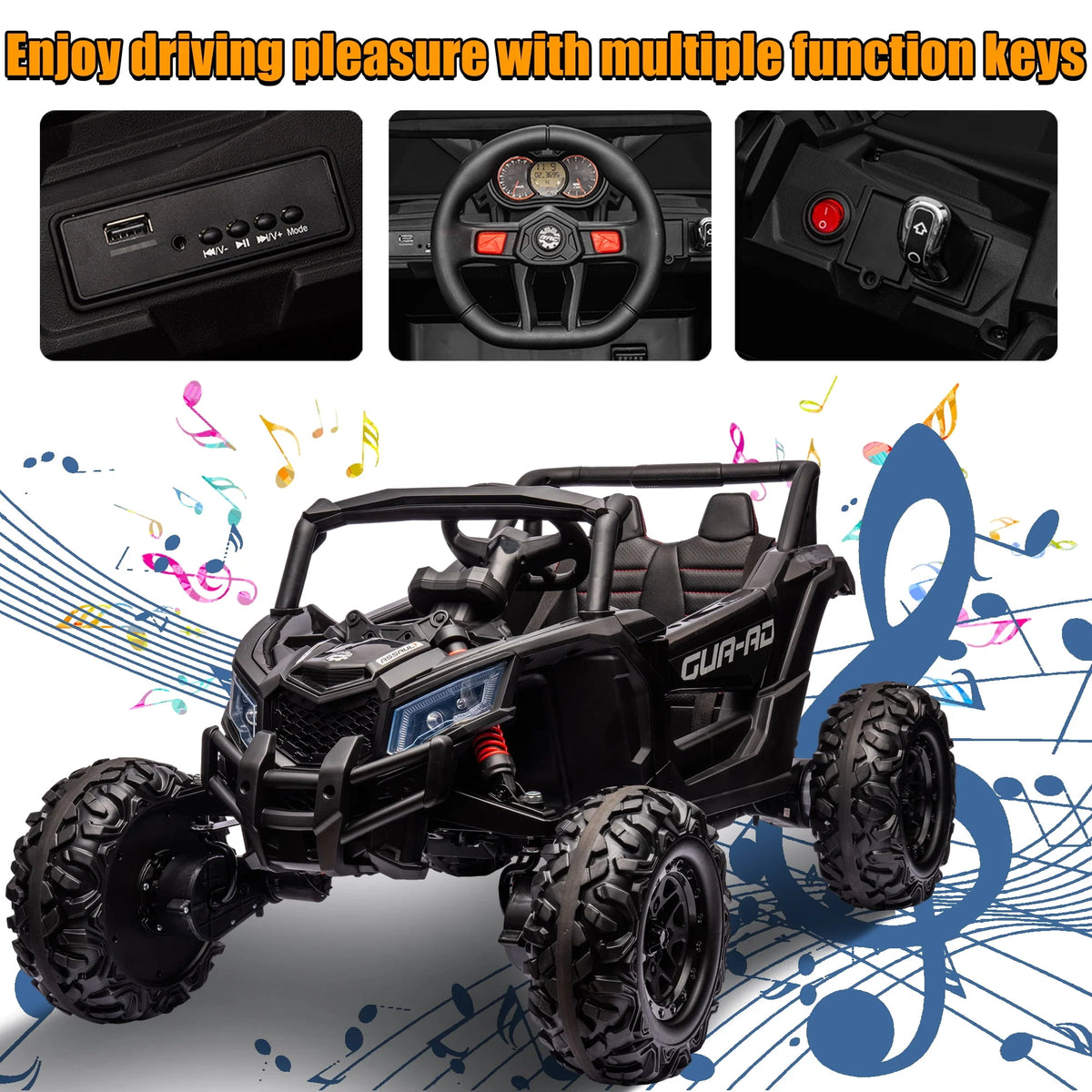 24V Ride On Truck Car with Parent Remote Control, Black B8528