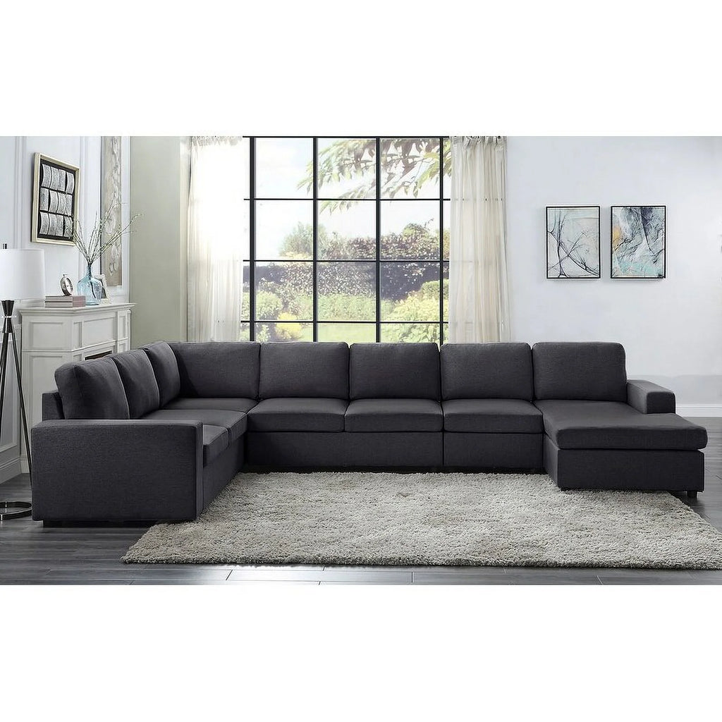 Light Gray Modular Sectional Sofa with Reversible Chaise D603