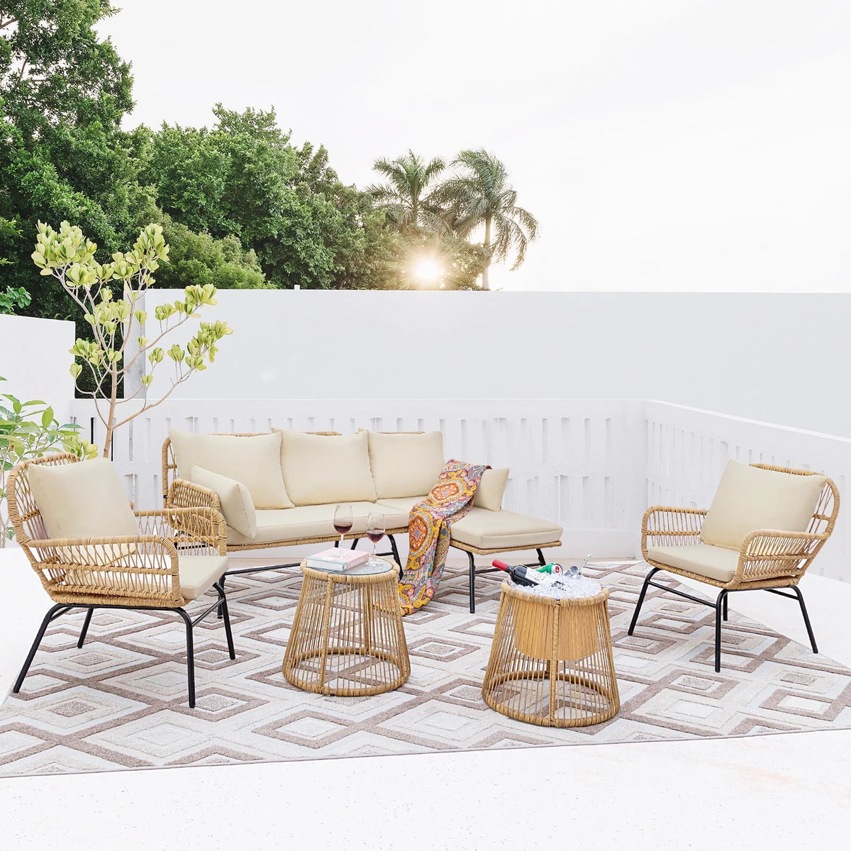Beige Wicker Outdoor Sectional Sofa G1410