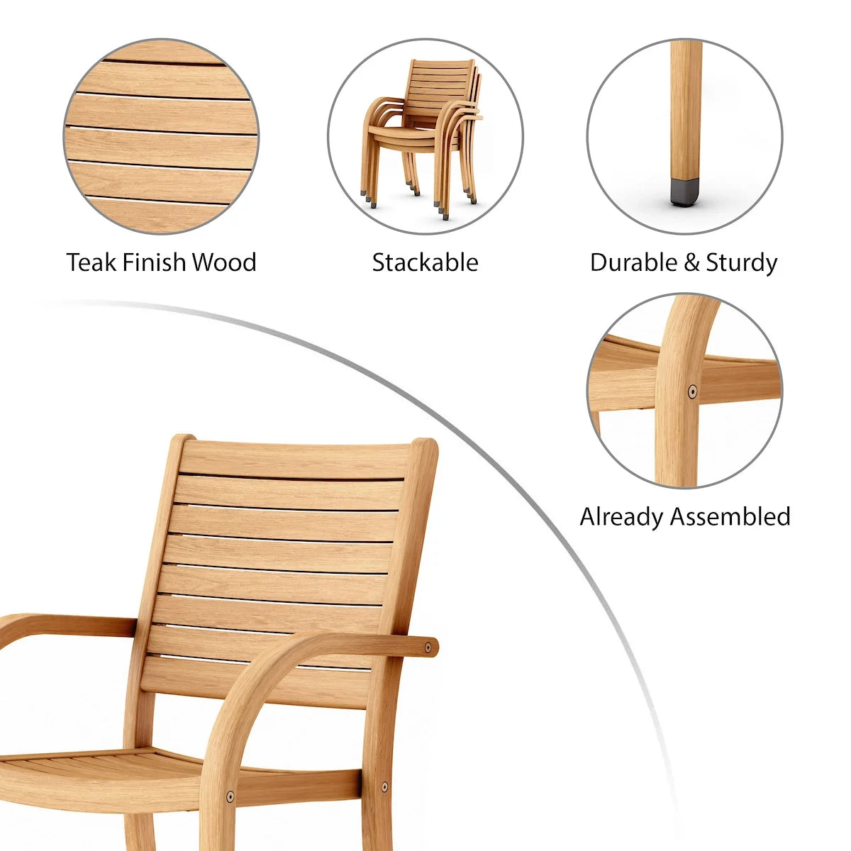 9-Piece Teak Finish Wood Extendable Patio Dining Set P77786