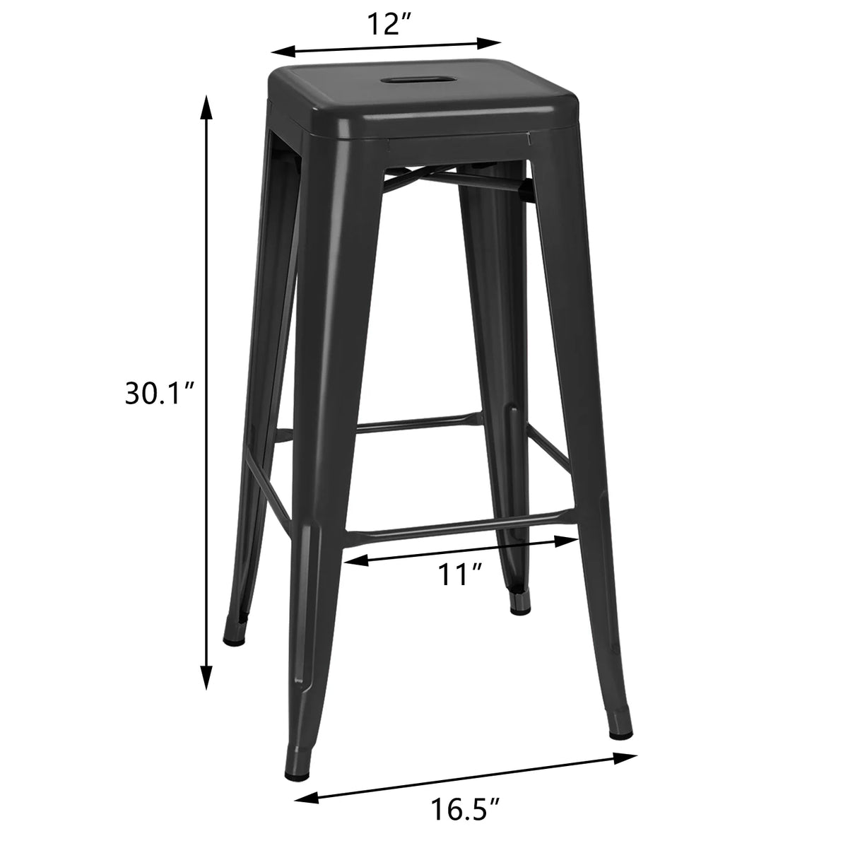 30 Inches Metal Bar Stools Set of 4 Black A8063