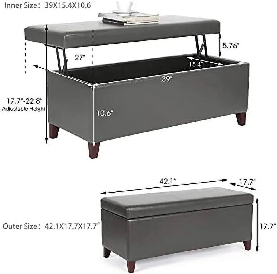 31.5" Light Blue Linen Tufted Ottoman Bench V89302