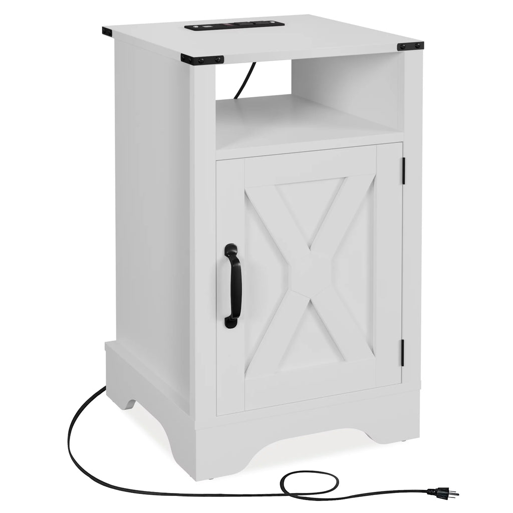 White Farmhouse Nightstand Side Table (2 Sets) I49956